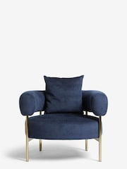 Fine Chenille Navy Blue Aleia Accent Chair - Image 2 of 8