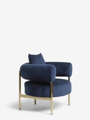 Fine Chenille Navy Blue Aleia Accent Chair - Image 3 of 8