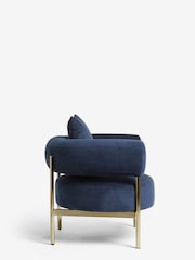 Fine Chenille Navy Blue Aleia Accent Chair - Image 4 of 8