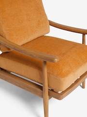 Fine Chenille Ochre Yellow Hampton Wooden Accent Chair - Image 10 of 12