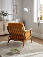 Fine Chenille Ochre Yellow Hampton Wooden Accent Chair - Image 2 of 12