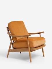 Fine Chenille Ochre Yellow Hampton Wooden Accent Chair - Image 7 of 12