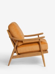 Fine Chenille Ochre Yellow Hampton Wooden Accent Chair - Image 8 of 12