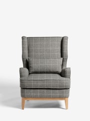 Tweedy Check Lawson Mid Grey Elswick Highback Armchair - Image 2 of 9