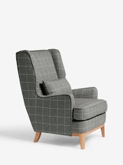 Tweedy Check Lawson Mid Grey Elswick Highback Armchair - Image 3 of 9