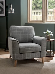 Tweedy Check Lawson Mid Grey Stamford Armchair - Image 1 of 9