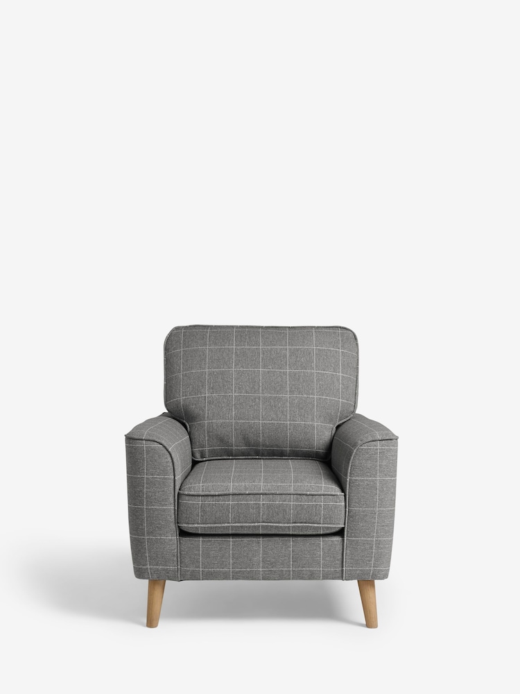 Tweedy Check Lawson Mid Grey Stamford Armchair - Image 2 of 9