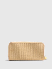 River Island Brown Floral Embroidery Raffia Purse - Image 4 of 5