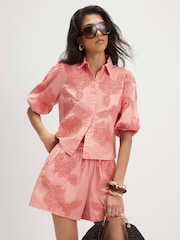River Island Pink Tie Waist Cornelli Shorts - Image 3 of 4