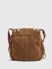 River Island Brown Suede Embroidered Fringe Cross Body Bag - Image 4 of 6