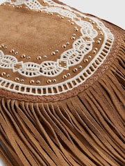 River Island Brown Suede Embroidered Fringe Cross Body Bag - Image 6 of 6