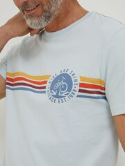 FatFace Blue Chest Stripe Bike T-Shirt - Image 4 of 5