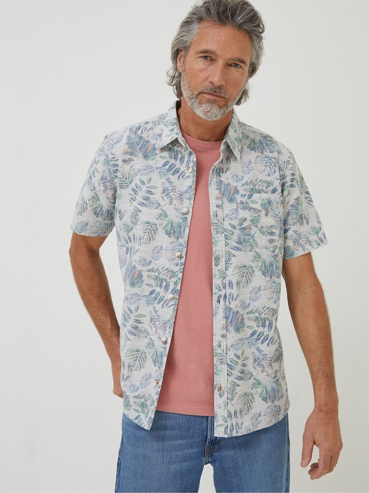 FatFace Blue National Forest Leaf Print Shirt - Image 1 of 4 FatFace Blue National Forest Leaf Print Shirt - Image 1 of 4