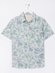 FatFace Blue National Forest Leaf Print Shirt - Image 4 of 4