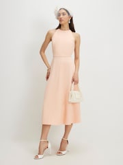 River Island Pink Sleeveless Bow Back Detail Midi Dress - Image 1 of 4