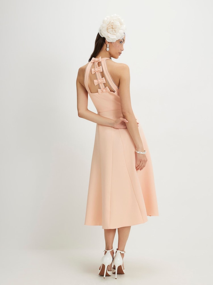 River Island Pink Sleeveless Bow Back Detail Midi Dress - Image 2 of 4