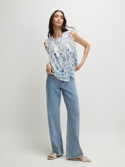 River Island White Sleeveless Lace Trim Floral Blouse - Image 3 of 4