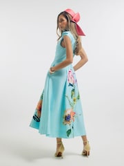 River Island Blue Sleeveless Bow Back Detail Midi Dress - Image 3 of 4