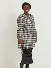 FatFace Natural Jessie Check Shift Dress - Image 1 of 4