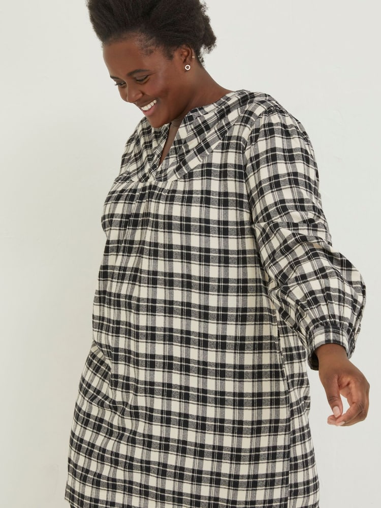FatFace Natural Jessie Check Shift Dress - Image 3 of 4