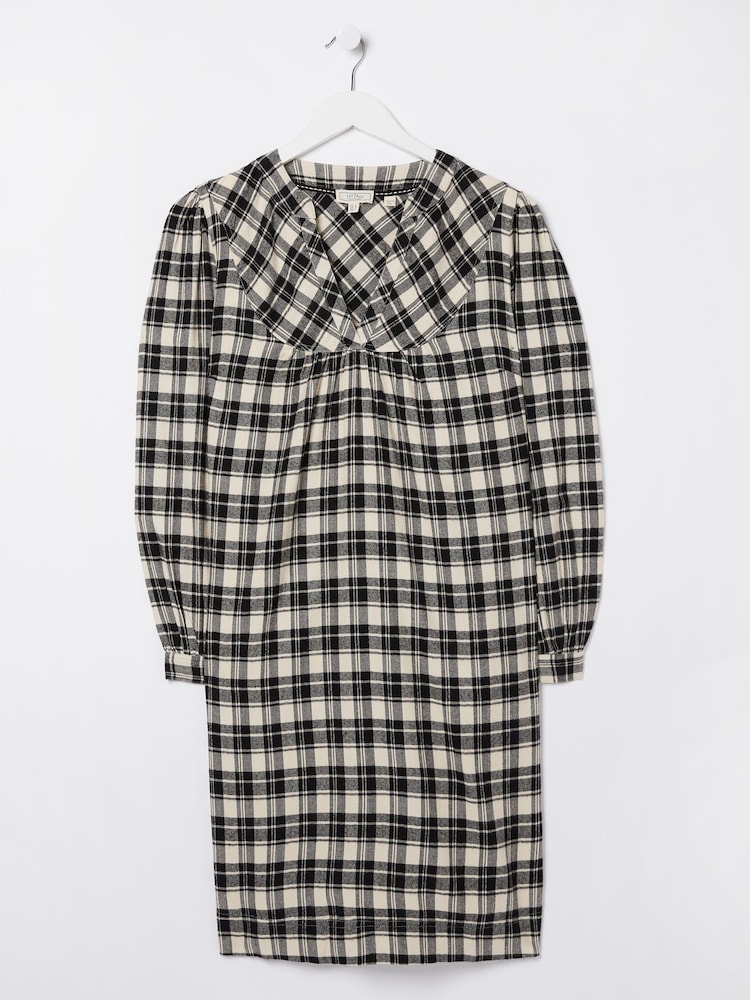 FatFace Natural Jessie Check Shift Dress - Image 4 of 4