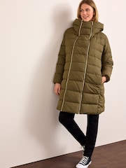 Khaki Green Maternity Padded Shower Resistant Hooded Coat With Zip-Out Panel - Image 2 of 8