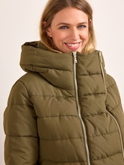Khaki Green Maternity Padded Shower Resistant Hooded Coat With Zip-Out Panel - Image 4 of 8