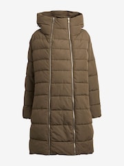 Khaki Green Maternity Padded Shower Resistant Hooded Coat With Zip-Out Panel - Image 5 of 8