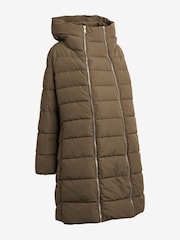 Khaki Green Maternity Padded Shower Resistant Hooded Coat With Zip-Out Panel - Image 6 of 8