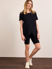 Black Maternity Ribbed Cycling Shorts - Image 2 of 7