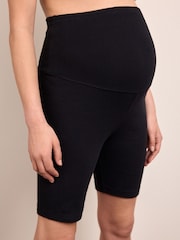 Black Maternity Ribbed Cycling Shorts - Image 4 of 7