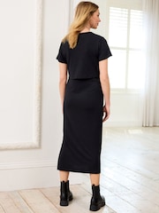 Black Maternity Nursing Short Sleeve Dress - Image 2 of 6