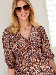 Floral Maternity Ruched Front Print Dress - Image 4 of 7