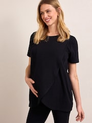 Black Maternity Ribbed Nursing Top - Image 3 of 8