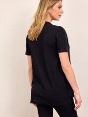 Black Maternity Ribbed Nursing Top - Image 4 of 8