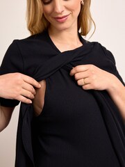 Black Maternity Ribbed Nursing Top - Image 5 of 8