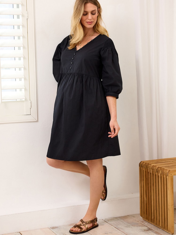 Black Maternity Nursing Smock Dress - Image 2 of 5