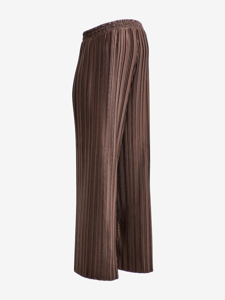 Chocolate Brown Maternity Wide Leg Plisse Trousers - Image 6 of 7