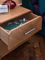 Dark Natural Ellis Oak Wood 2 Drawer Bedside Table - Image 3 of 10