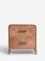Dark Natural Ellis Oak Wood 2 Drawer Bedside Table - Image 5 of 10
