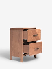 Dark Natural Ellis Oak Wood 2 Drawer Bedside Table - Image 6 of 10