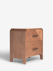Dark Natural Ellis Oak Wood 2 Drawer Bedside Table - Image 7 of 10
