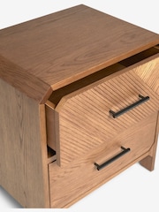Dark Natural Ellis Oak Wood 2 Drawer Bedside Table - Image 9 of 10