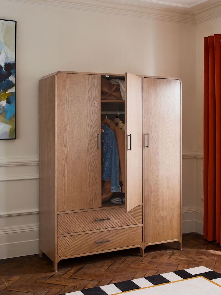 Dark Natural Ellis Oak Wood Wardrobe - Image 2 of 10