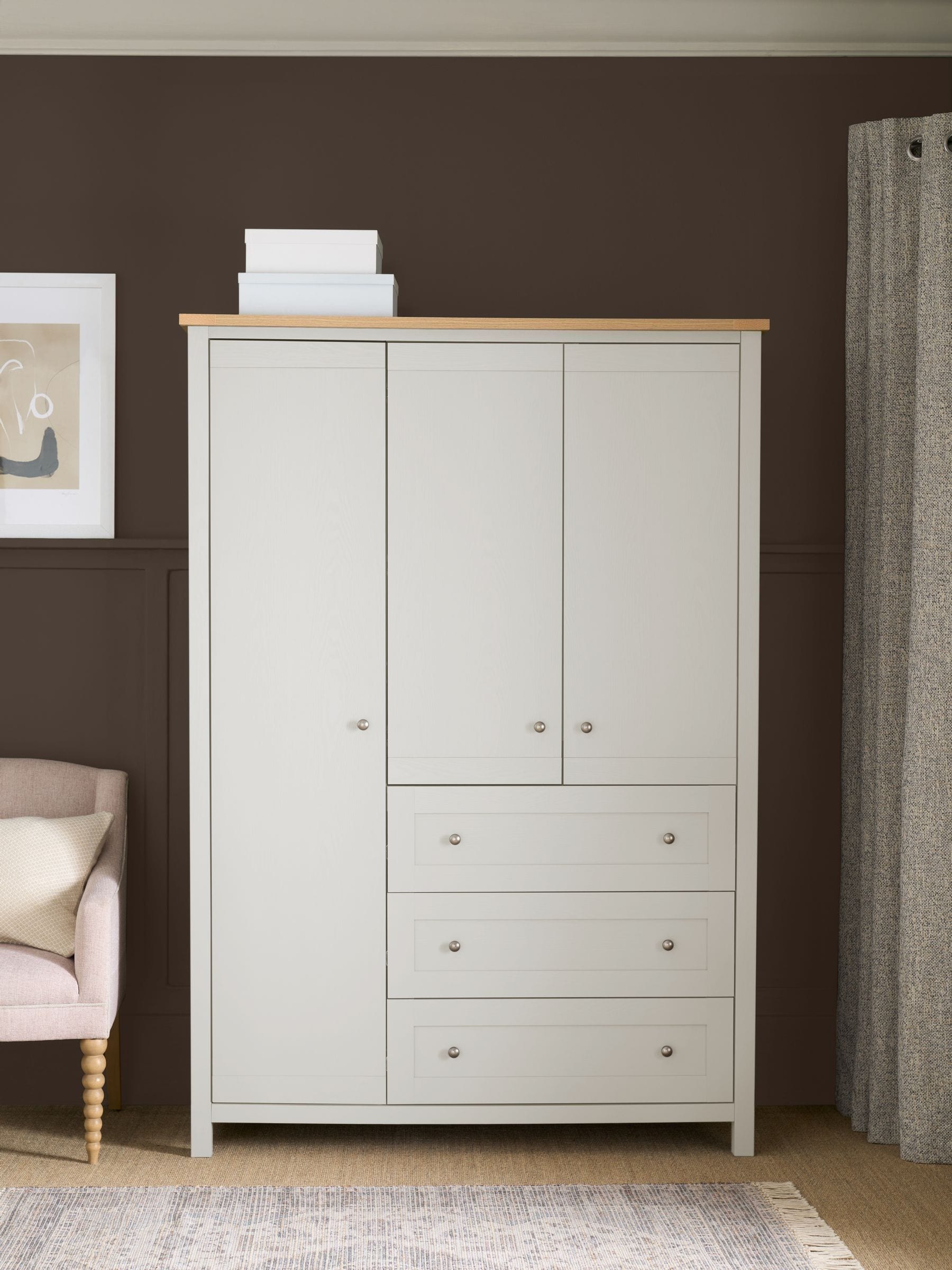 Buy Chalk Malvern Statement Oak Effect Triple, drawers Wardrobe