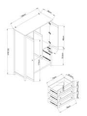 Chalk Malvern Paint Effect Triple, 3 drawers Wardrobe - Image 11 of 11