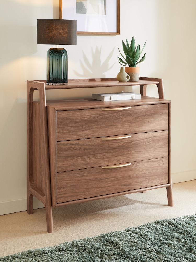 Dark Jackson Walnut Effect 3 Drawer Chest of Drawers - Image 1 of 11