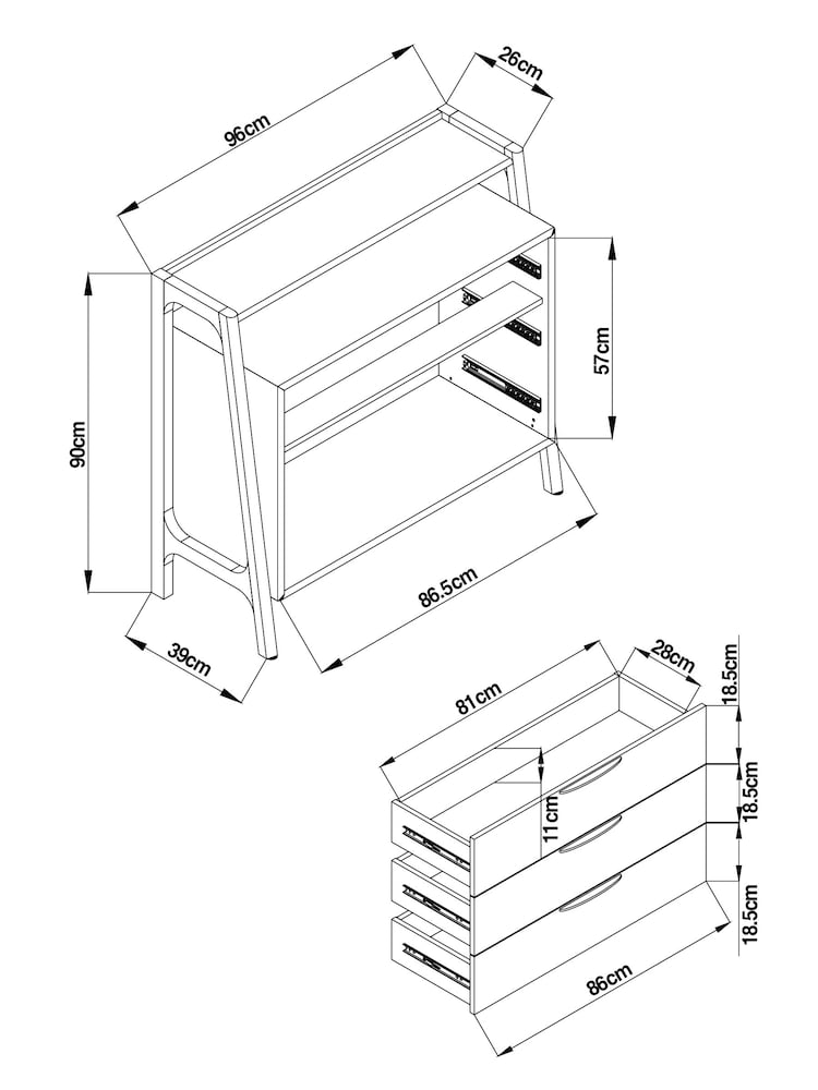 Dark Jackson Walnut Effect 3 Drawer Chest of Drawers - Image 11 of 11
