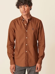Brown Regular Fit Long Sleeve Oxford Shirt - Image 1 of 10