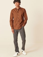 Brown Regular Fit Long Sleeve Oxford Shirt - Image 2 of 10